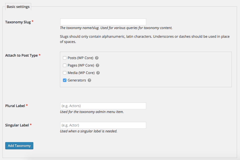 add taxonomies